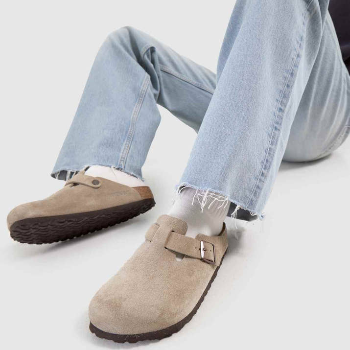 Taupe Suede Soft Footbed Clogs