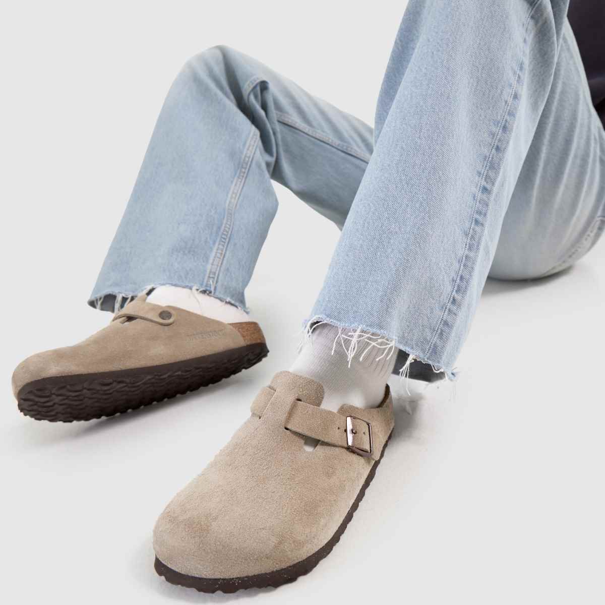 Taupe Suede Soft Footbed Clogs